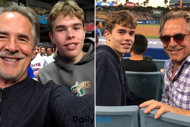 Jasper Breckenridge-Johnson mit seinem Vater Don Johnson bei einem Basketballspiel